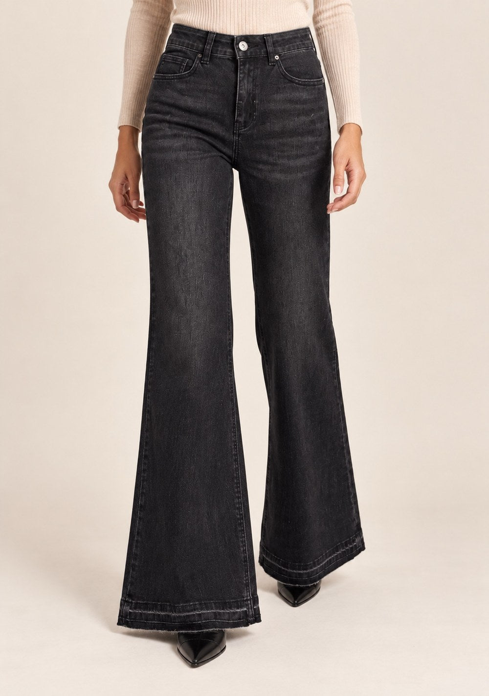 Jeans Zampa da donna in colore nero