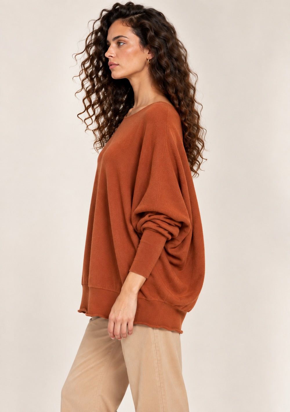 Maglia a Barca Pipistrello da donna in colore coccio, vista alternativa 2