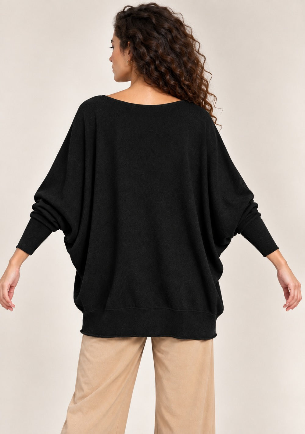 Maglia a Barca Pipistrello da donna in colore nero, vista alternativa 3