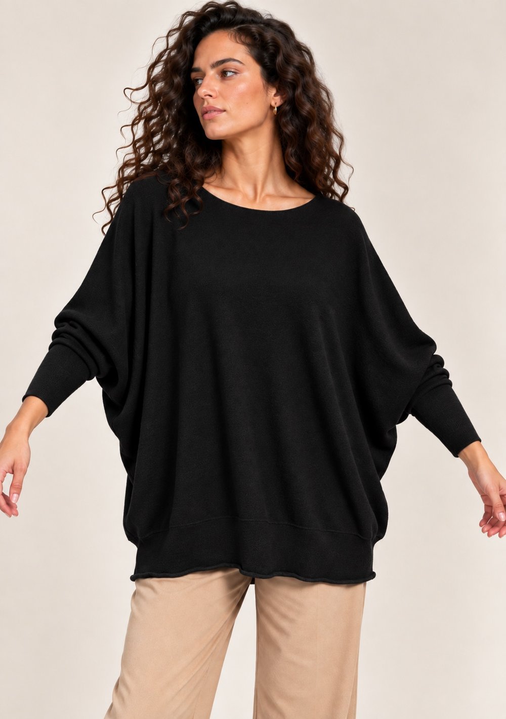 Maglia a Barca Pipistrello da donna in colore nero