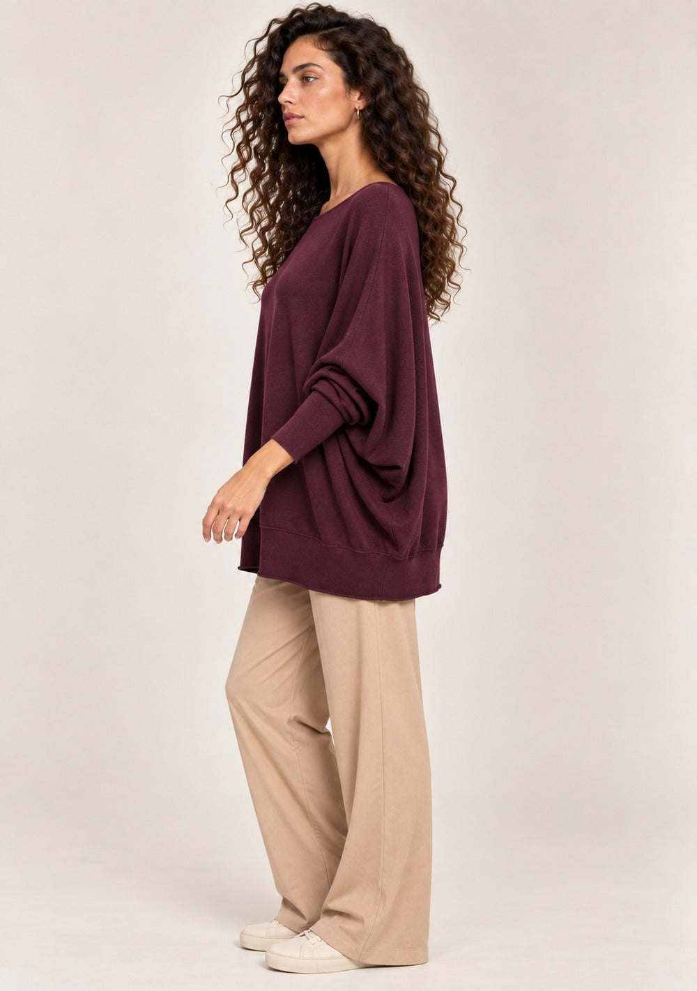 Maglia a Barca Pipistrello da donna in colore vino, vista alternativa 2