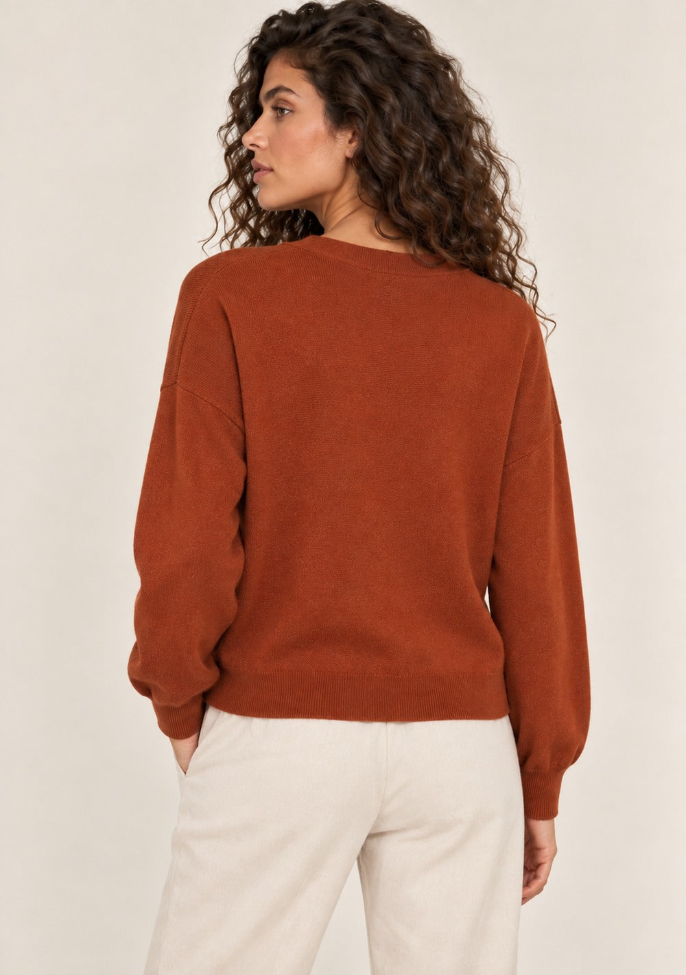 Cardigan 2 Bottoni Integrale da donna in colore coccio, vista alternativa 3