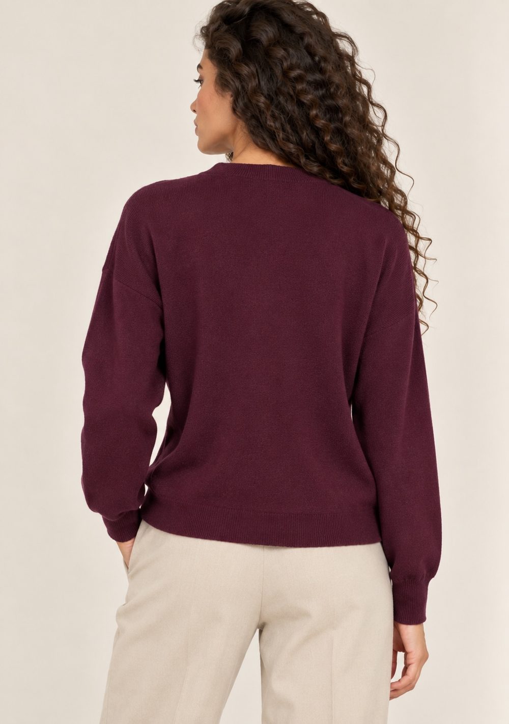 Cardigan 2 Bottoni Integrale da donna in colore vino, vista alternativa 4