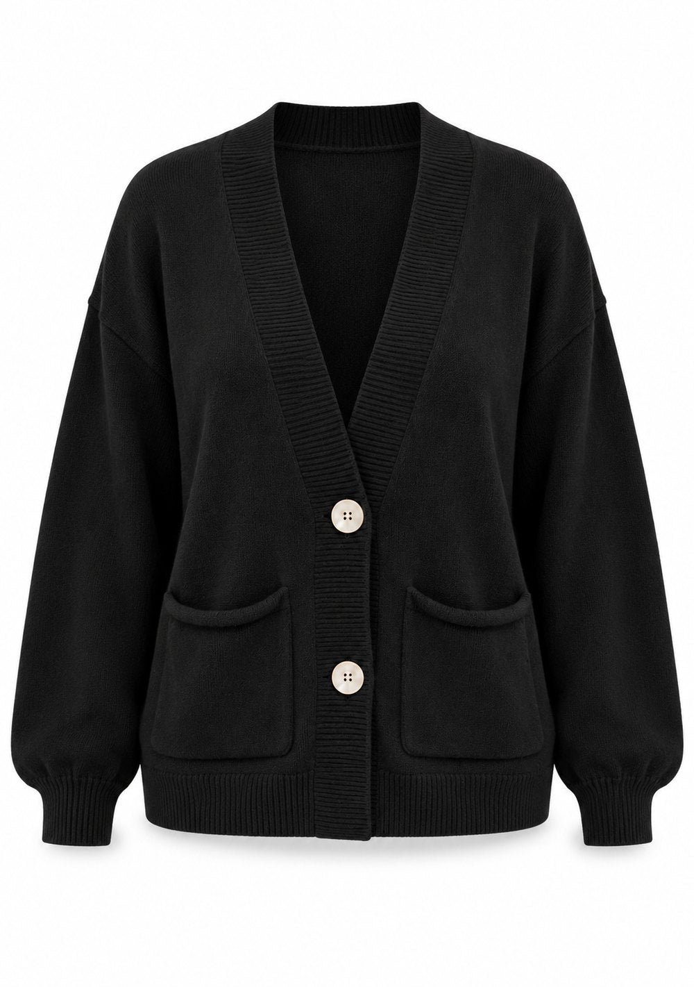 Cardigan 2 Bottoni con Tasche da donna in colore nero, vista alternativa 4