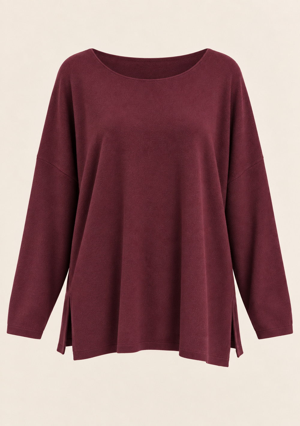 Maglia Girocollo con Spacchi Laterali da donna in colore vino, vista alternativa 4
