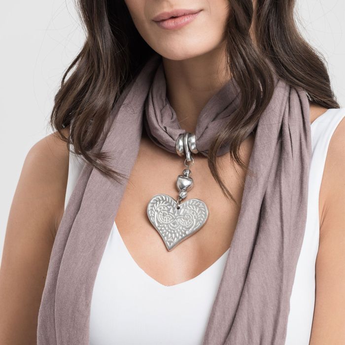 SCIARPA GIOIELLO BEIGE A/COEUR SCULPTE