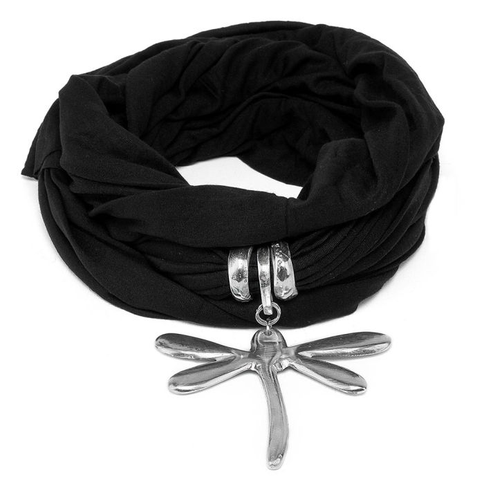 SCIARPA GIOIELLO LIBELLULE NERO