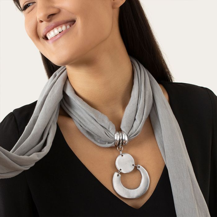 ECHARPE RONDE DEMI LUNE - GRIS CLAIRE