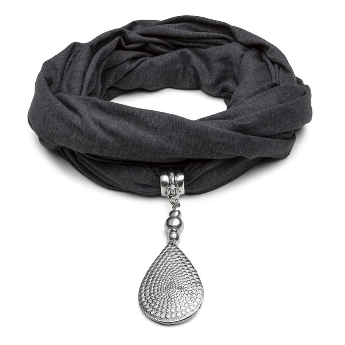 ECHARPE GOUTTE PRINT A POIS GM GRIS FONCE