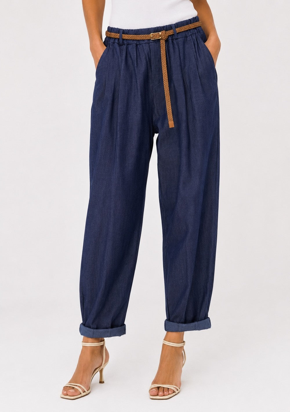 Pantaloni Balloon Chambray