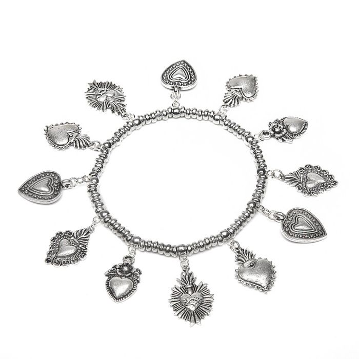 BRACCIALE EL. PENDENTI CUORI SACRI