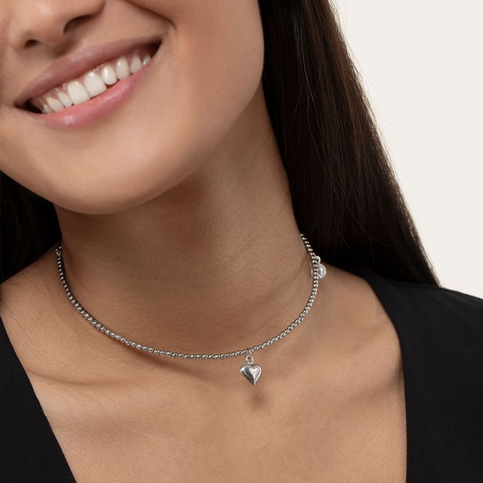 GIROCOLLO CHOKER MICROSFERE PEND. CUORE