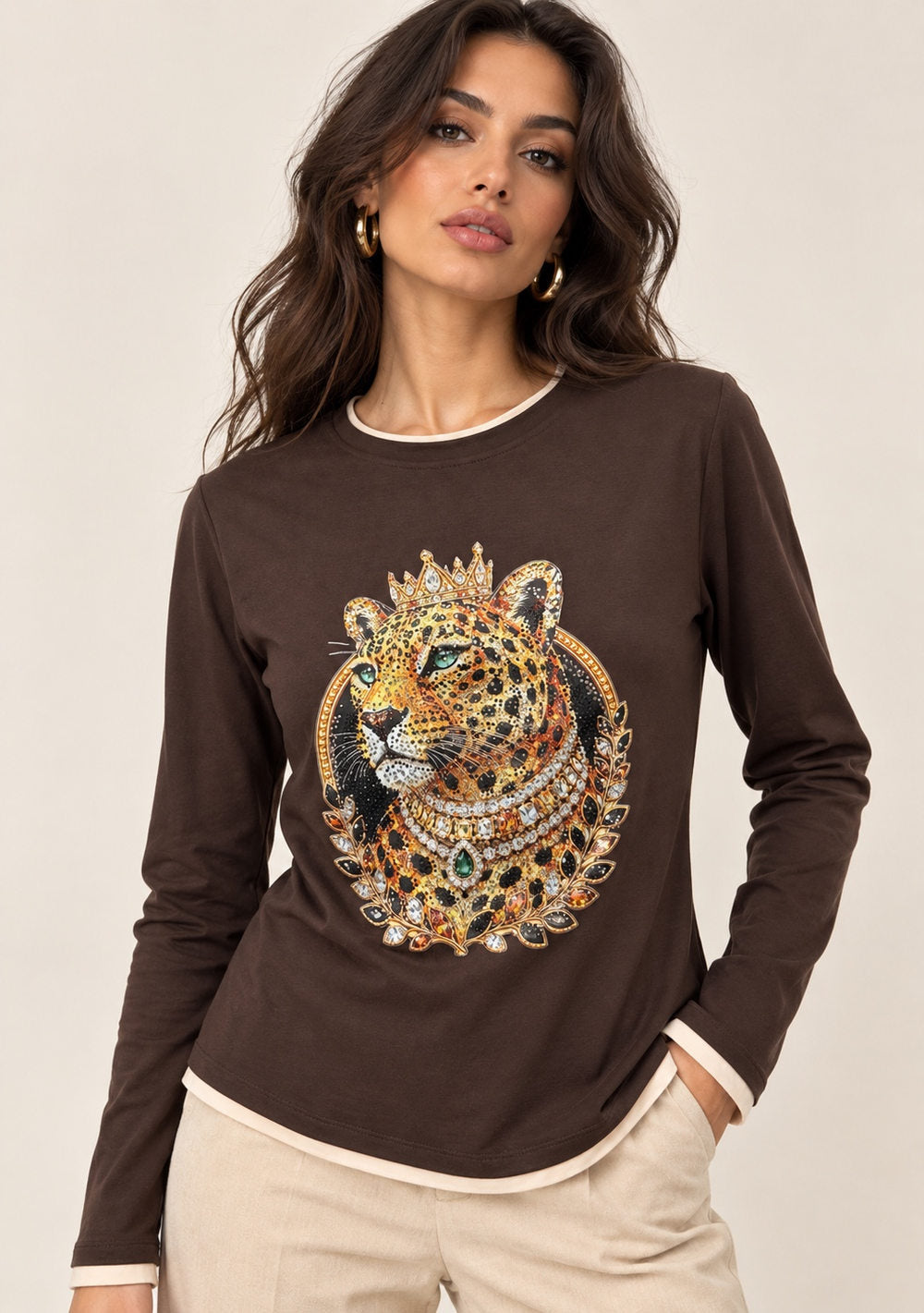 T-Shirt Bicolore con Stampa