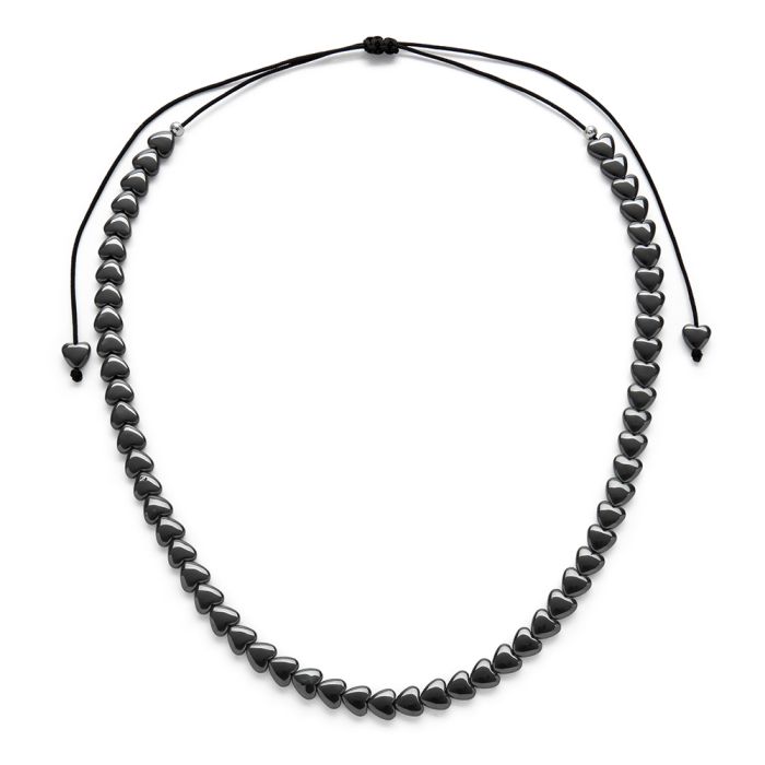 COLLANA REGOLABILE CUORI MEDI BOMBATI (FILO NERO)