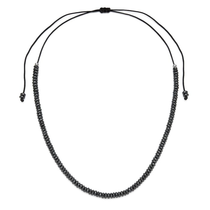 COLLANA REGOLABILE RONDELLE DIAMANTATE (FILO NERO)