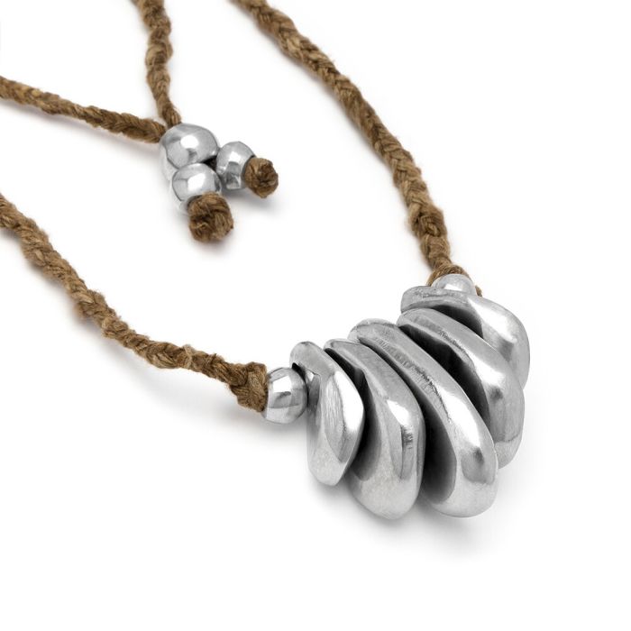 PENDENTIF SOIE 5 ELEMENTS IRREGULIERS