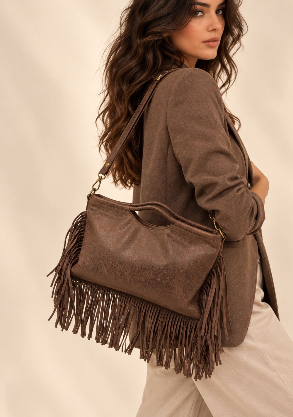 Borsa Hobo con Frange