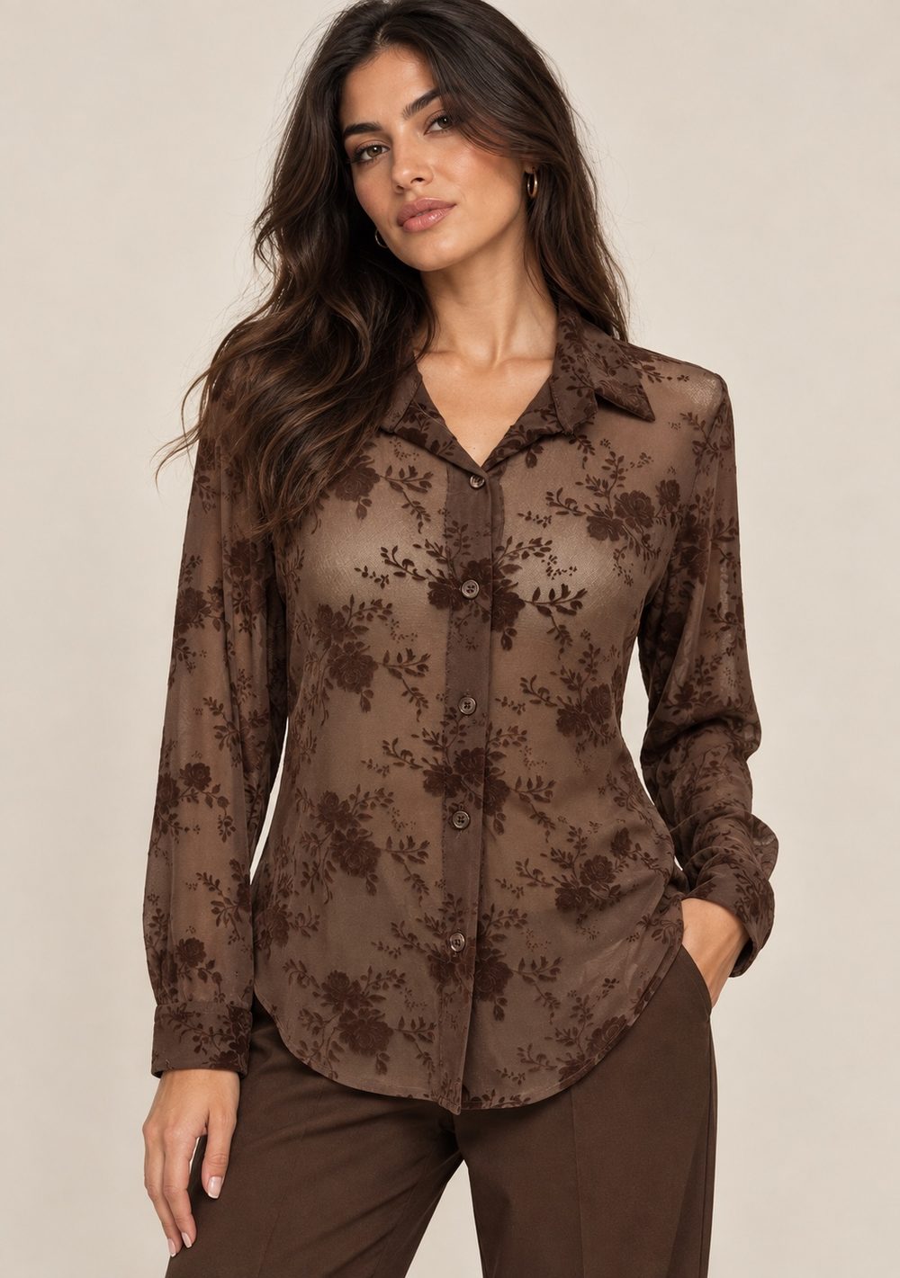 Camicia in Tulle Floccata