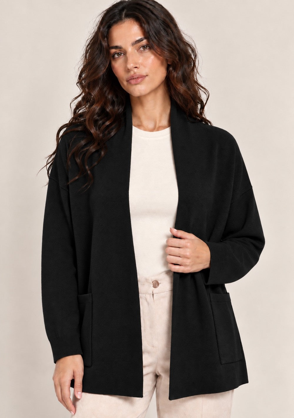 Cardigan Aperto con Tasche