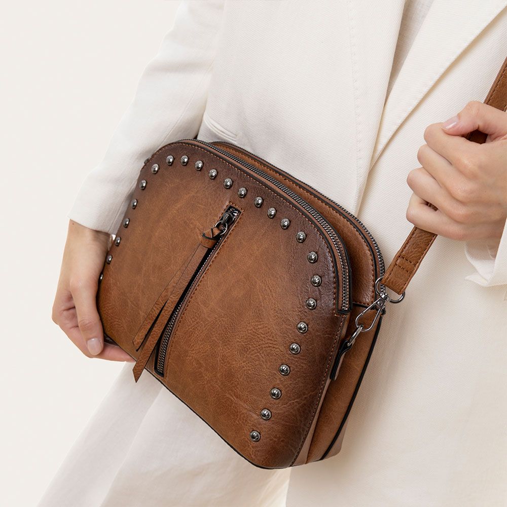 STUDS BOWLING BAG BROWN