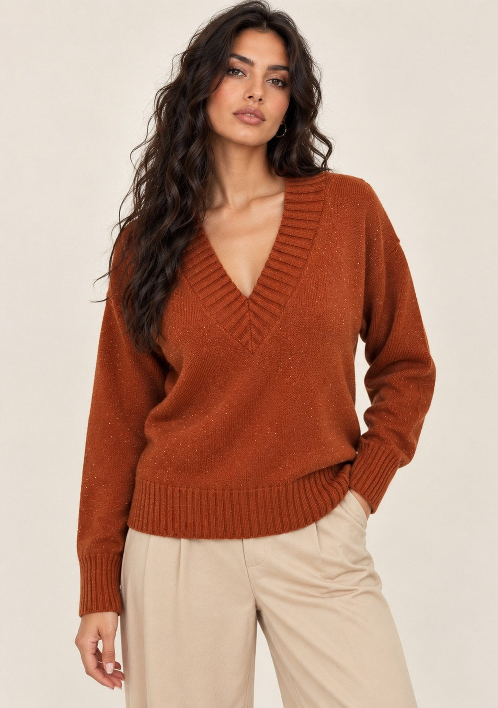 Maglia Scollo a V Paillettes