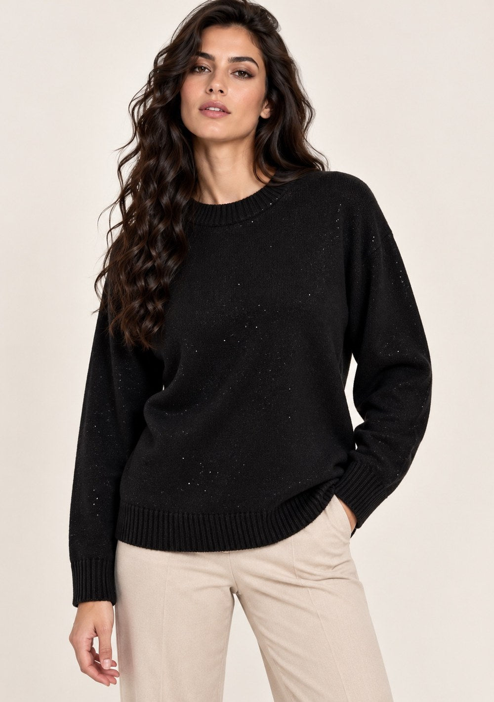 Maglia Girocollo con Paillettes