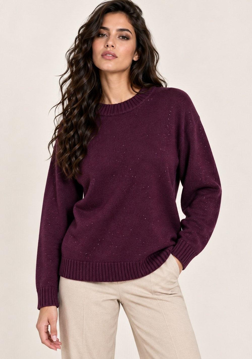 Maglia Girocollo con Paillettes