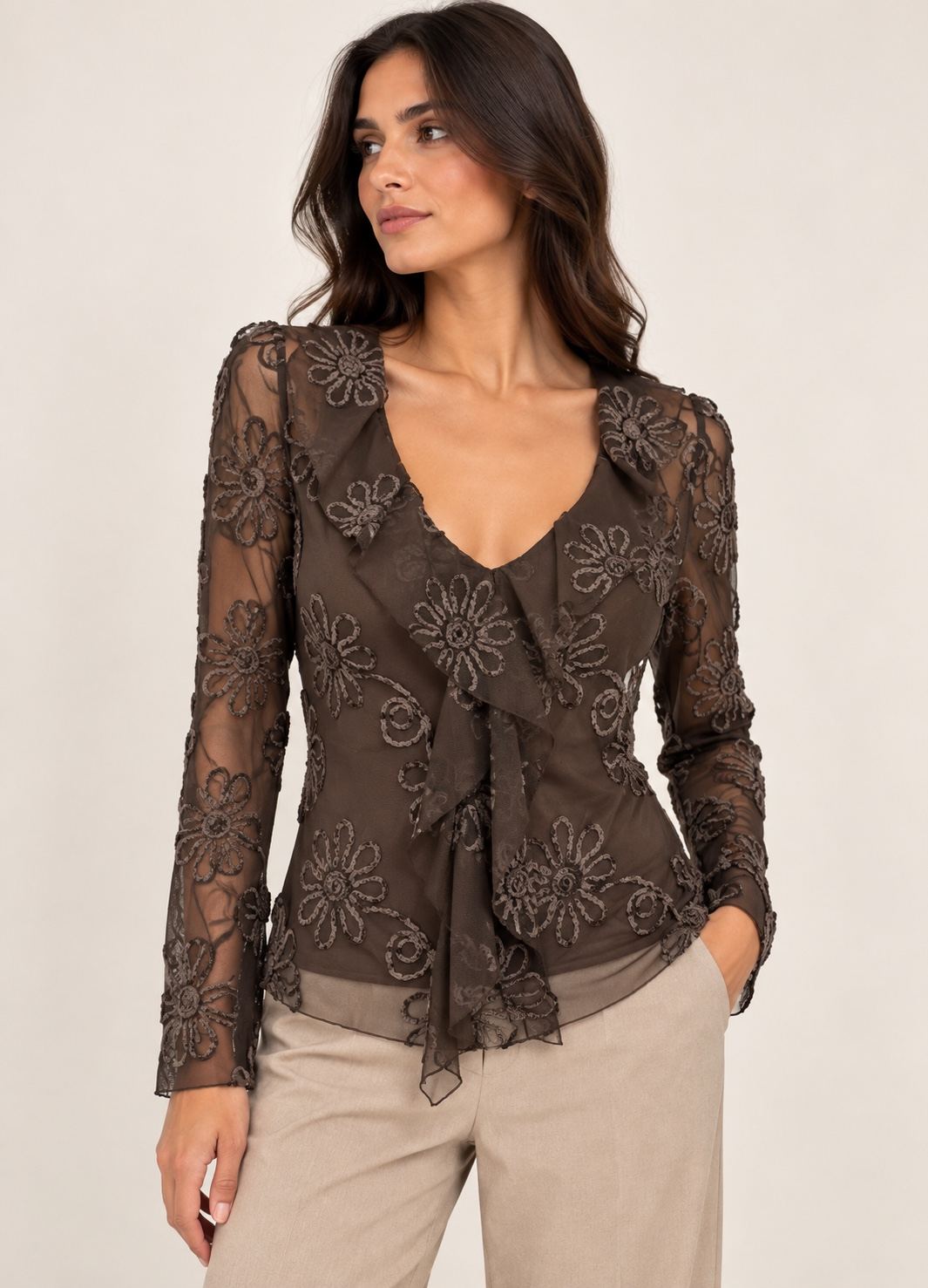 Maglia in Tulle con Rouches