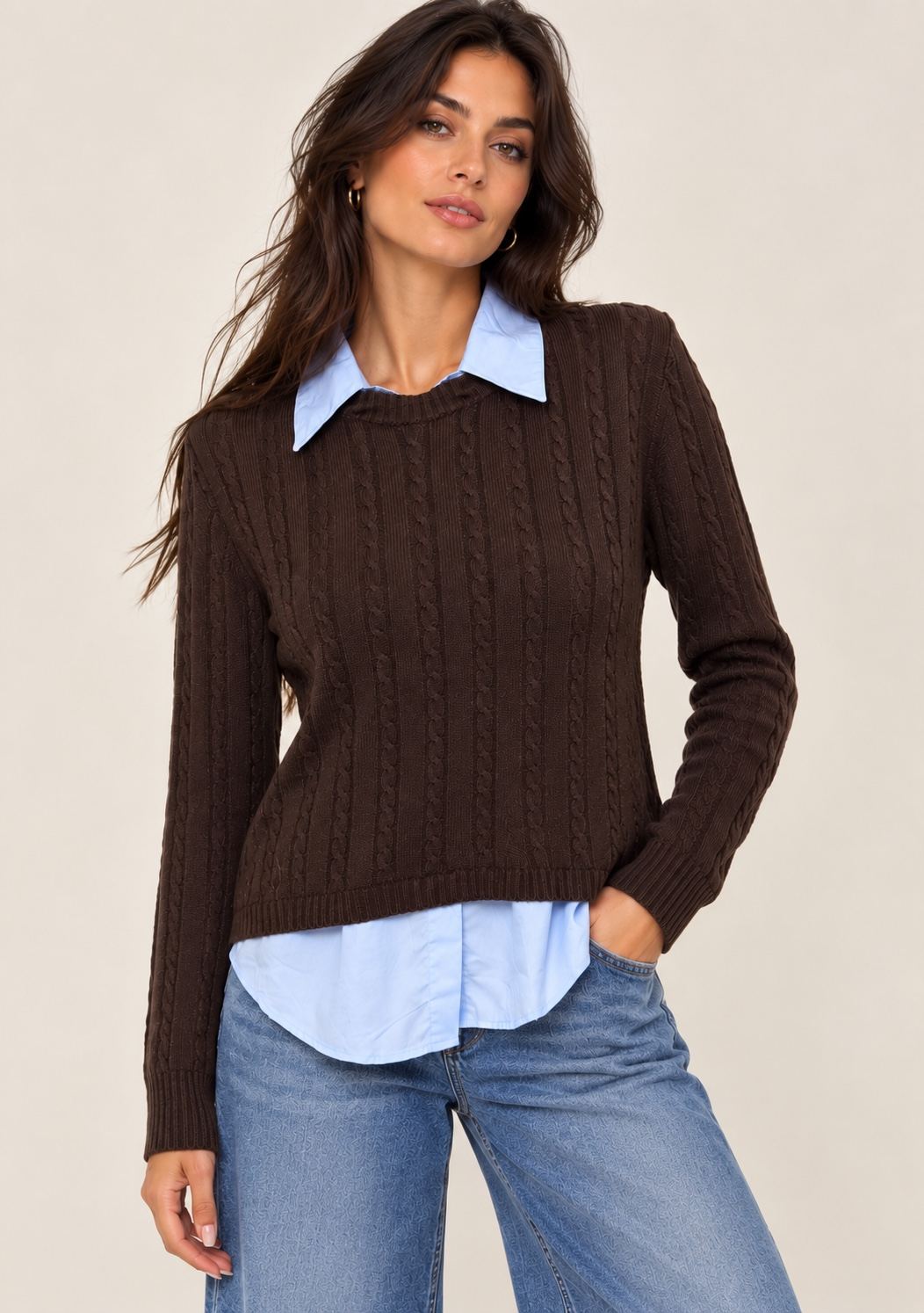 Maglia a Trecce con Camicia