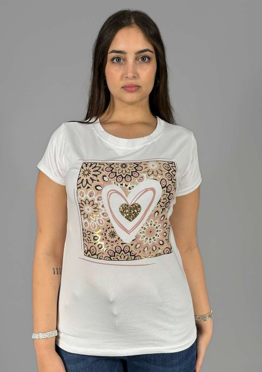 T-Shirt Slim "Greca con Cuore"