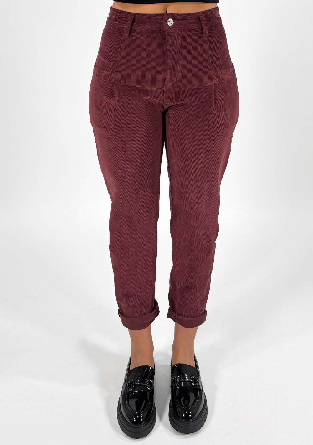 Pantaloni con Pinces in Velluto