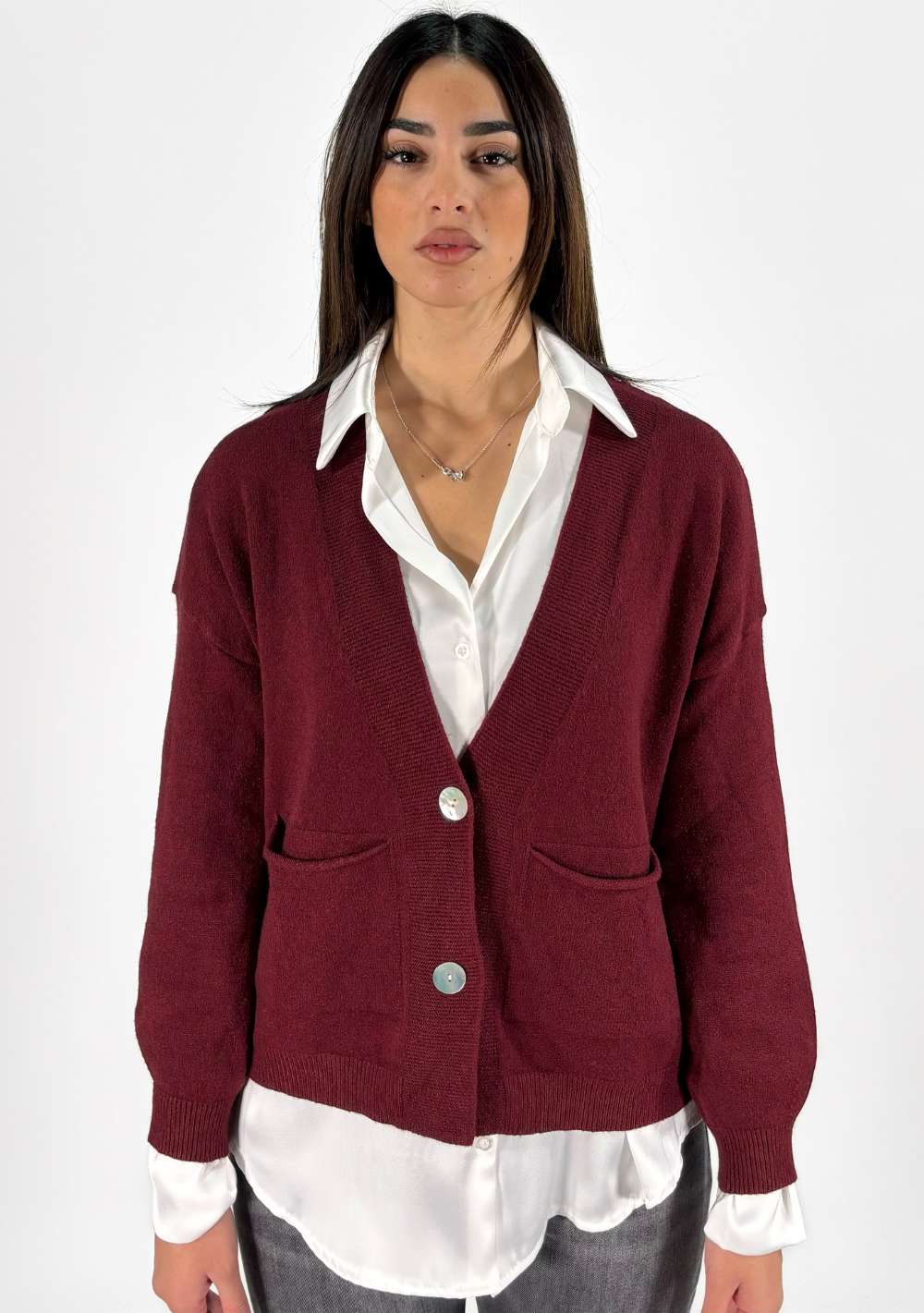 Cardigan 2 Bottoni con Tasche