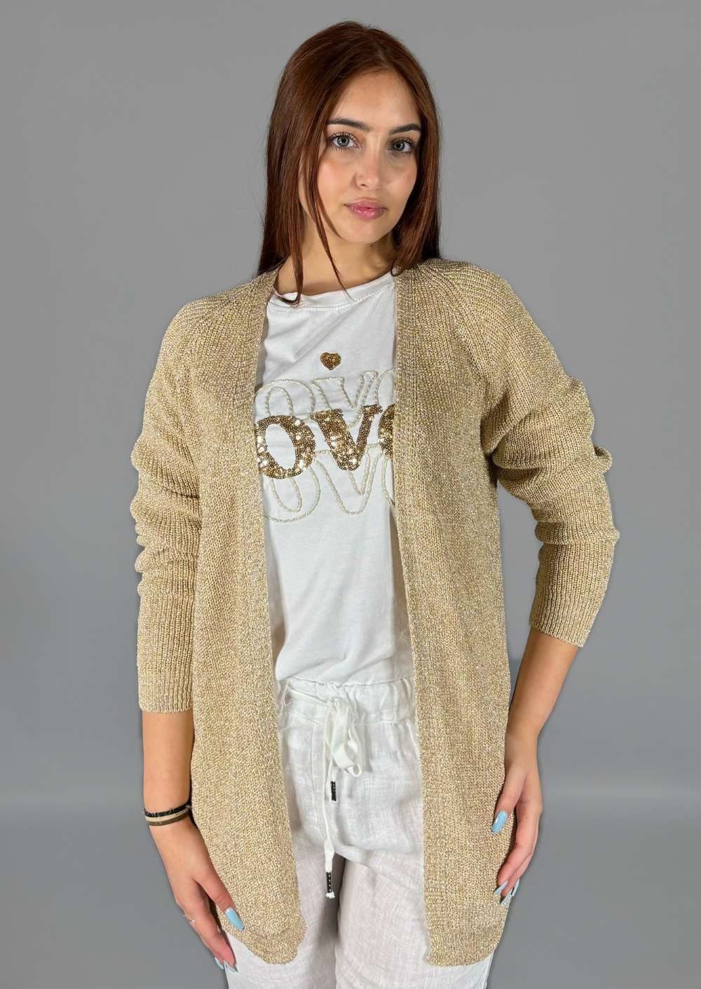 Cardigan Lungo in Lurex