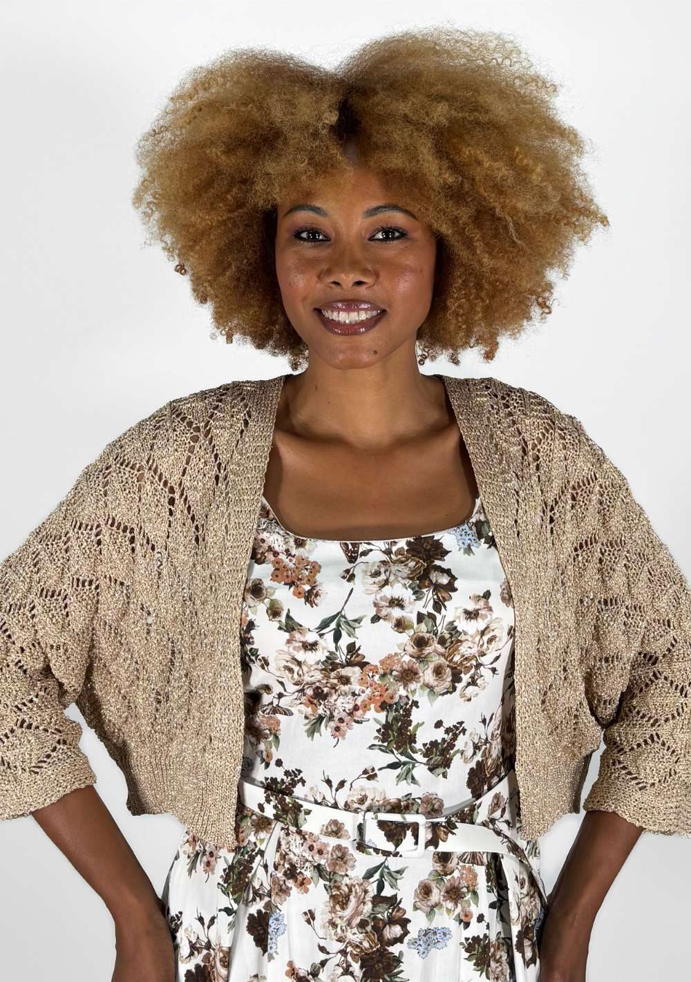 Cardigan Corto Traforato Lurex