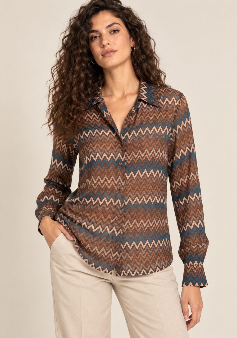 Camicia Misto Cashmere da donna in colore moro, vista alternativa 2