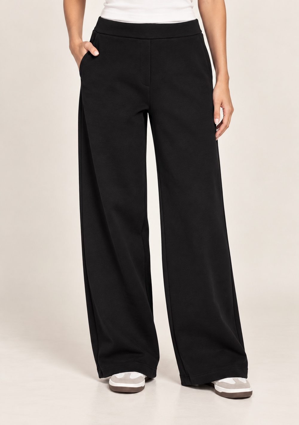 Pantaloni Palazzo in Felpa da donna in colore nero