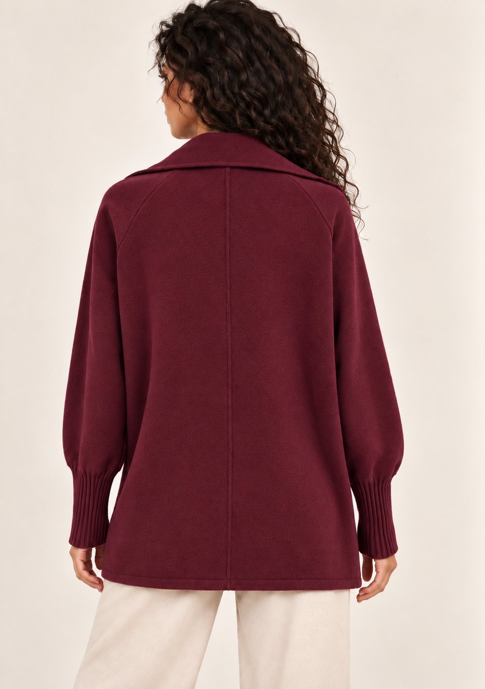 Cardigan 1 Bottone Tasche da donna in colore vino, vista alternativa 3