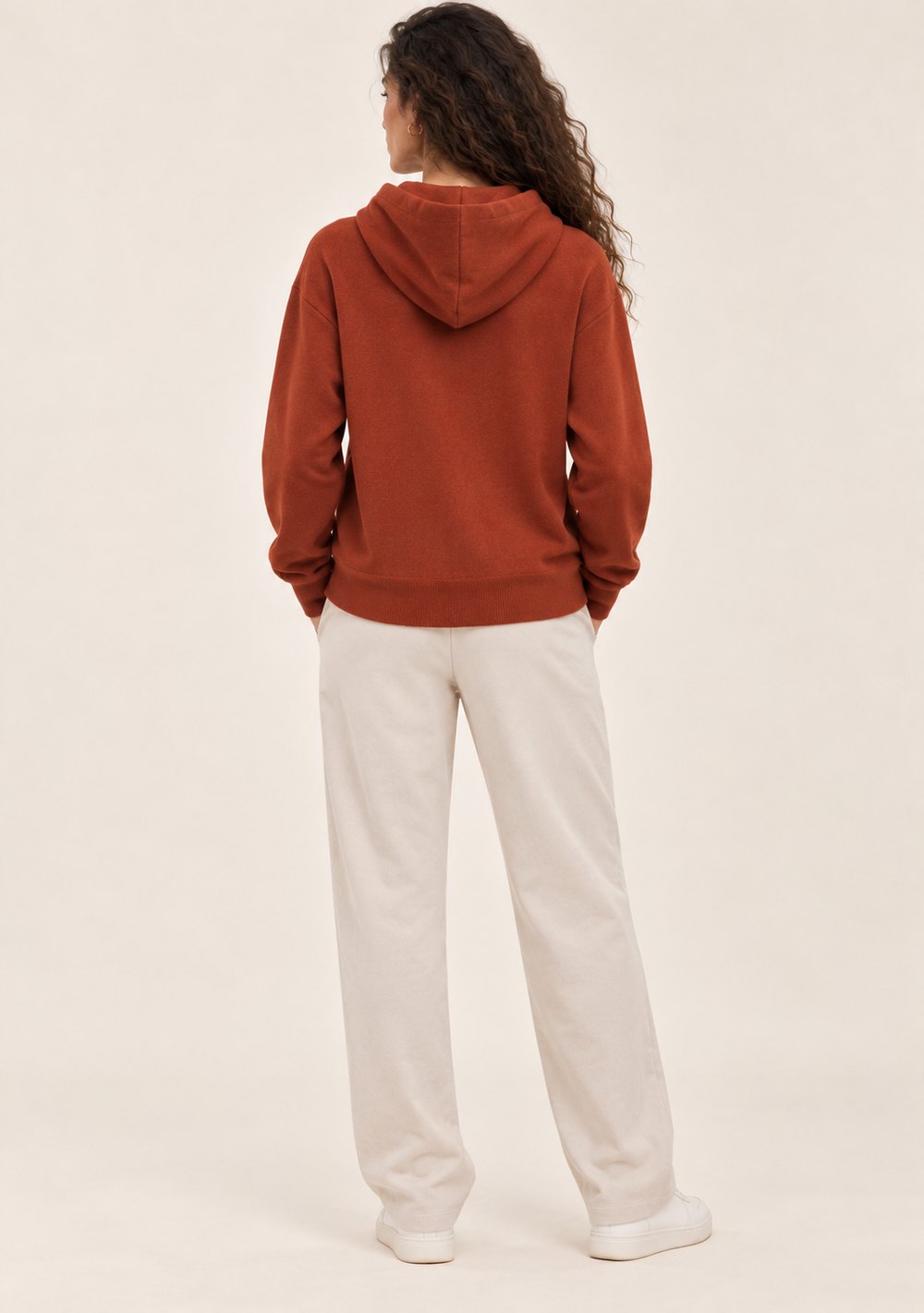 Maglia con Cappuccio da donna in colore coccio, vista alternativa 3