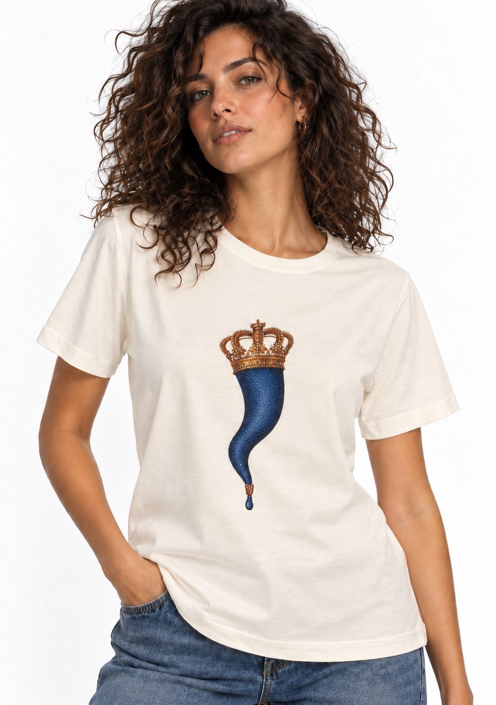 T-Shirt Regular "Corno Baratto" da donna in colore blu