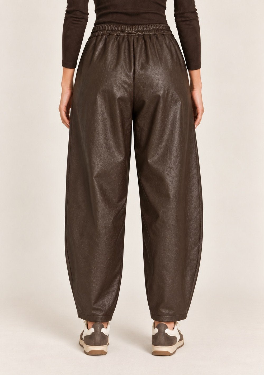 Pantaloni Balloon Ecopelle da donna in colore moro, vista alternativa 2