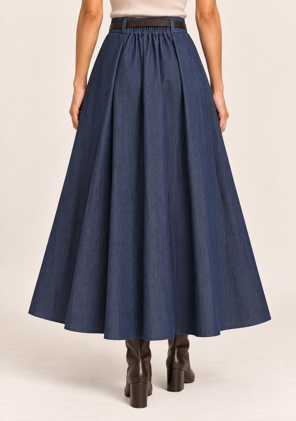 Gonna con Pieghe Denim