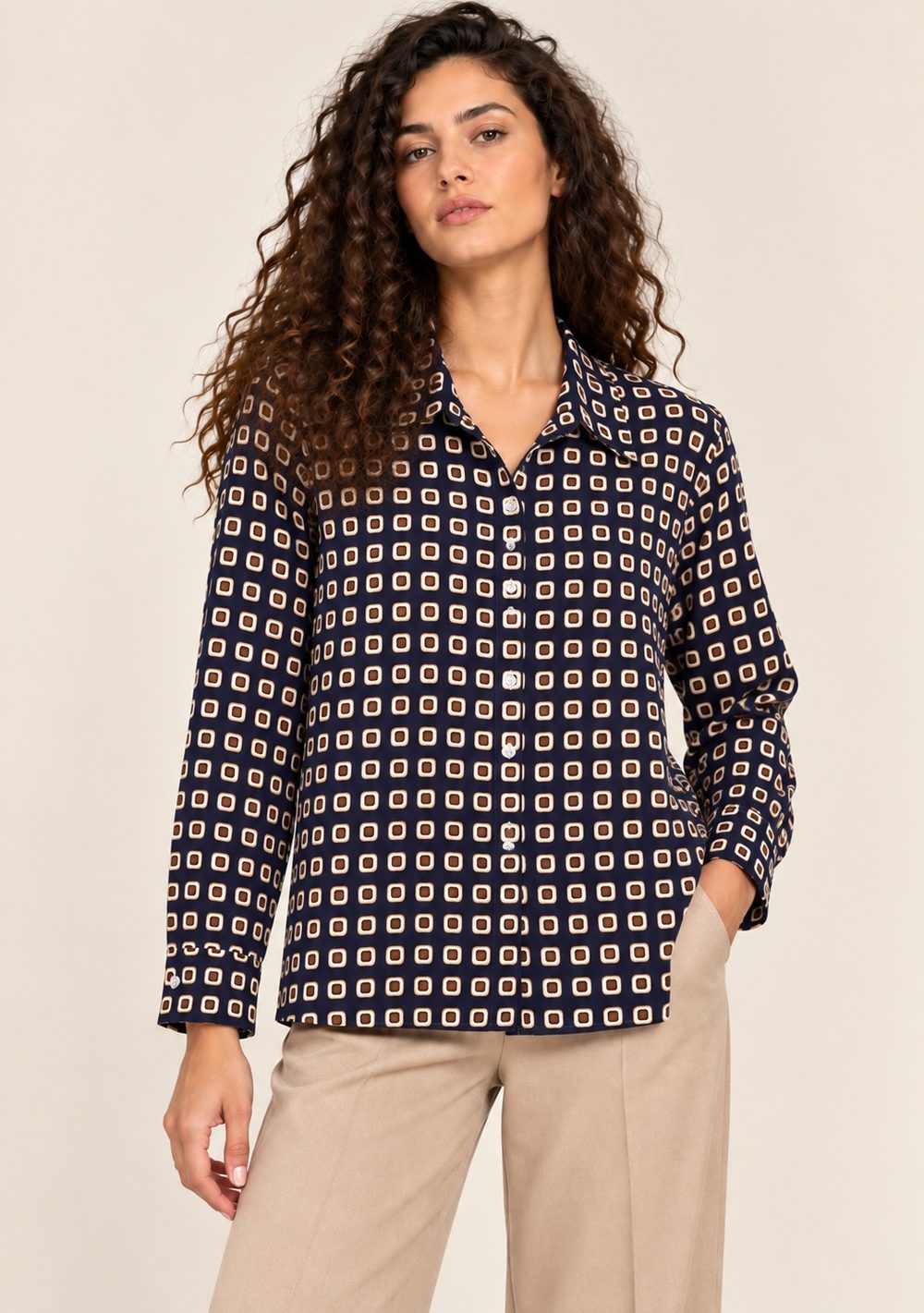 Camicia Fantasia da donna in colore blu