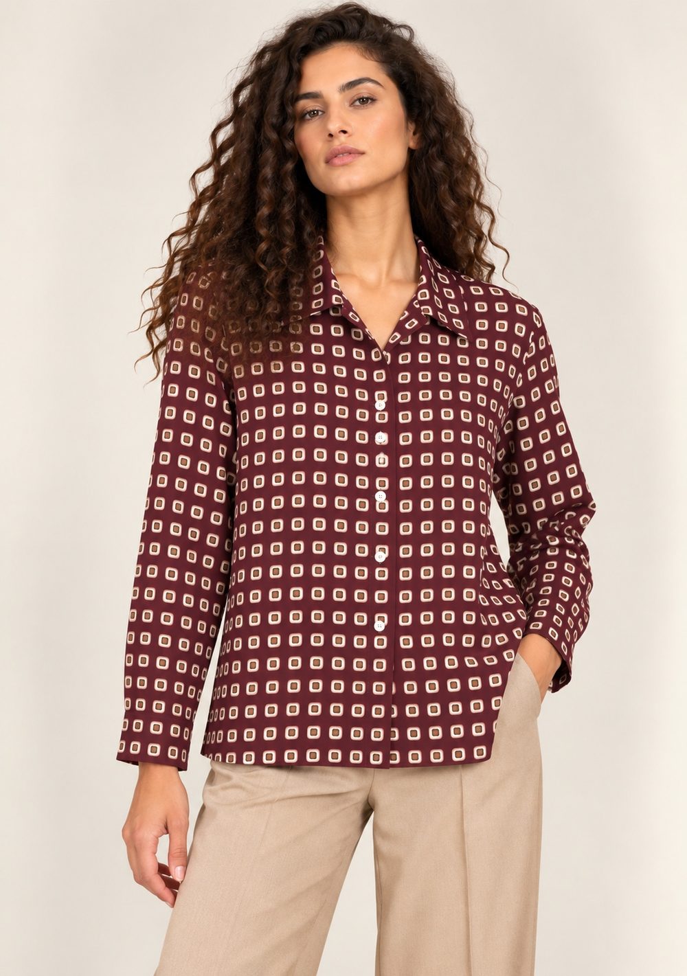 Camicia Fantasia da donna in colore vino