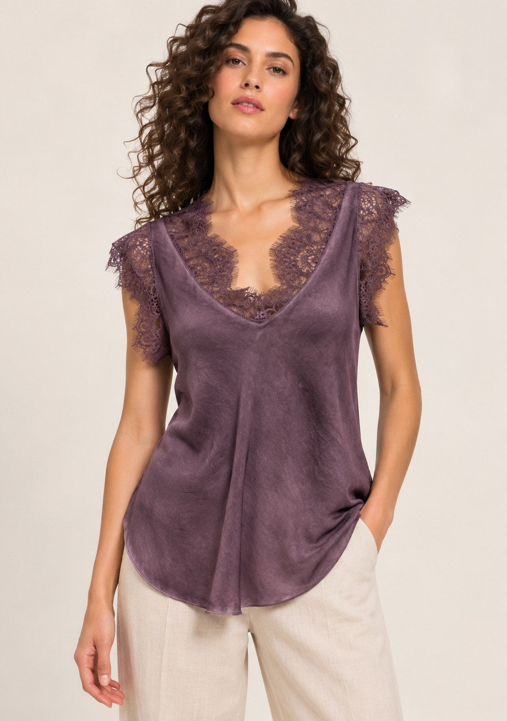 Maglia Manica Aletta Merletto da donna in colore vino