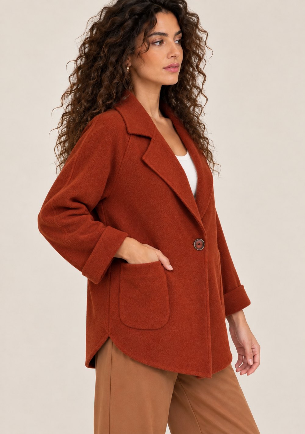Cardigan Chiusura Ciappa da donna in colore coccio, vista alternativa 2