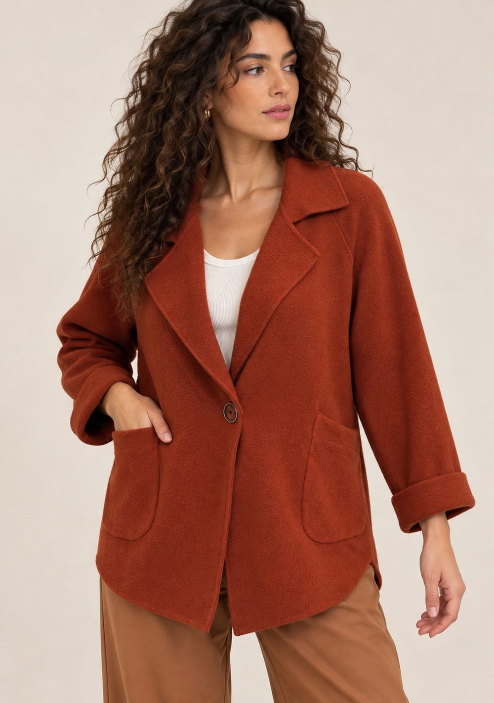 Cardigan Chiusura Ciappa da donna in colore coccio