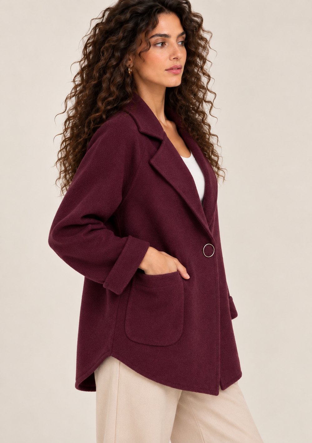 Cardigan Chiusura Ciappa da donna in colore vino, vista alternativa 2