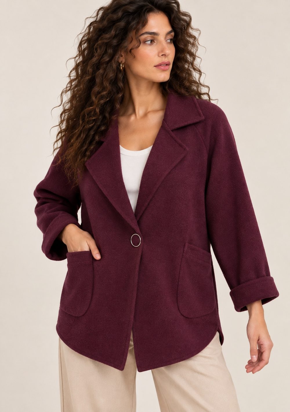 Cardigan Chiusura Ciappa da donna in colore vino