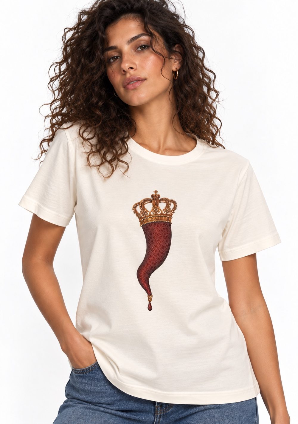 T-Shirt Regular "Corno Baratto" da donna in colore coccio