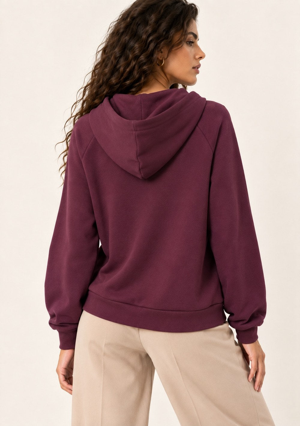 Maglia in Felpa Stampa da donna in colore vino, vista alternativa 2